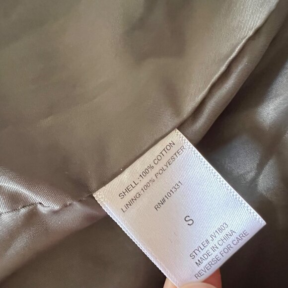 Olive Green Drawstring Utility Hooded Jacket w Button and Zip Closure Y2K Small - Picture 5 of 13